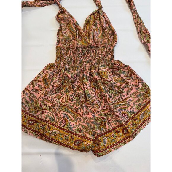 LUZ Life Activated Women’s Boho Paisley Halter Romper Pink Multicolor - Picture 4 of 6